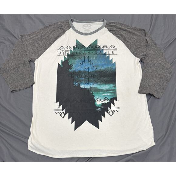 American Eagle Outfitters Other - American Eagle Outfitters Mens XL Raglan Graphic T Shirt Aztec Tribal 3/4 Sleeve